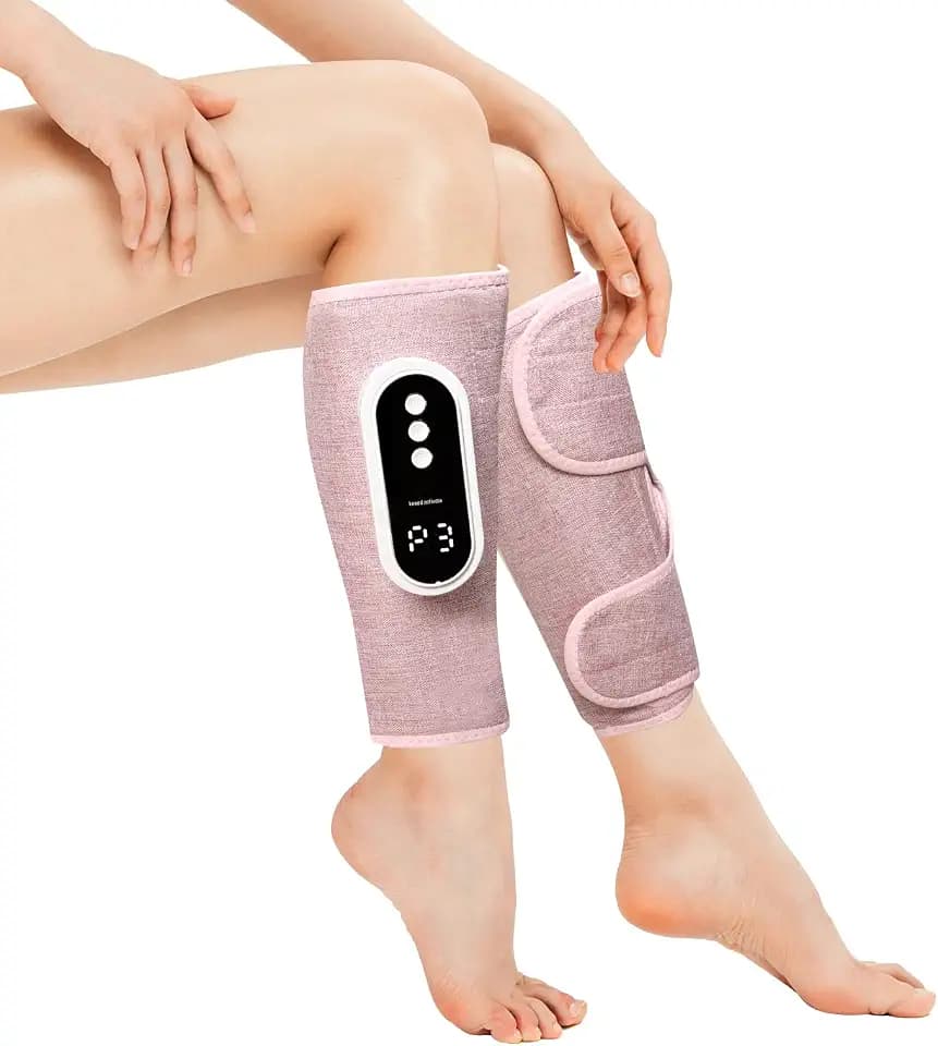 Air Compression Leg Massager, Cordless with Heat, 3 Modes & 3 Intensity Levels, Rechargeable Leg Compression Wraps for Calves and Arms, Portable Relaxation Gift for Home Use, Pair (Pink)