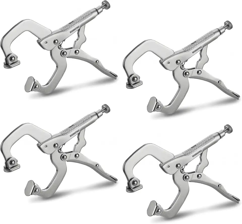 WORKPRO 4-Piece 6" Locking C-Clamp with Swivel Pads Set, Heavy Duty Adjustable Vise Grip Pliers, 4 Pack Welding Clamp for Woodworking, Metalworking, Auto Repair and Home Workshop