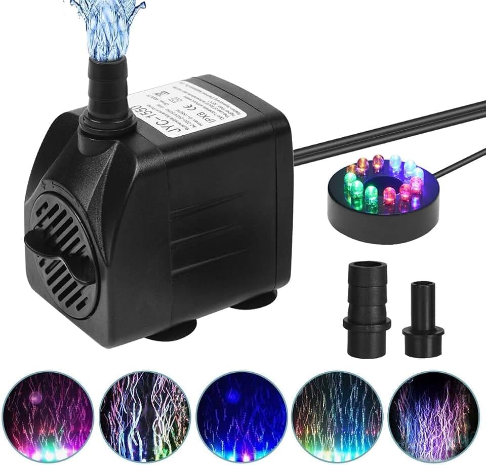flintronic Wasserpumpe, 12 LED Aquariumpumpe mit 4Wechselnden Farben 2Düsen