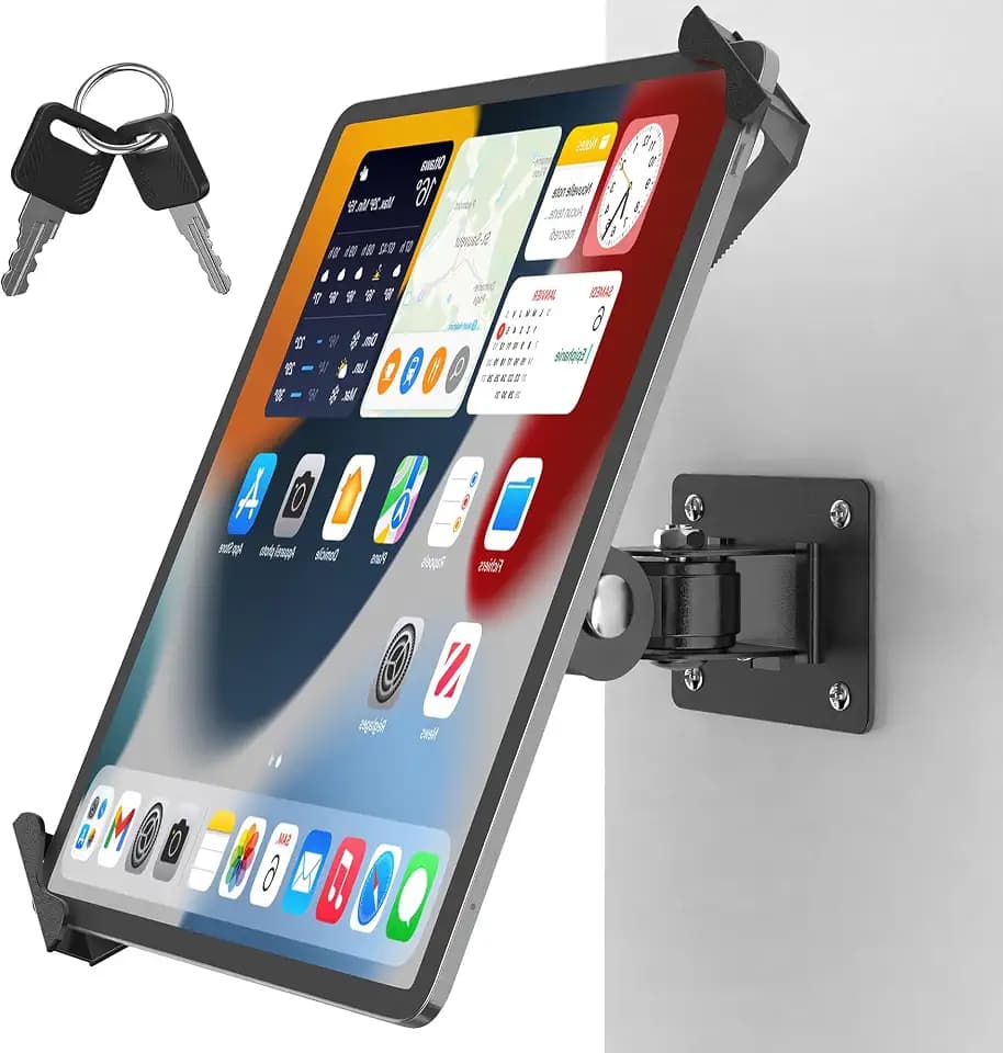 Anti-Theft Tablet Wall Mount with Key Lock, Full Motion Locking iPad Holder