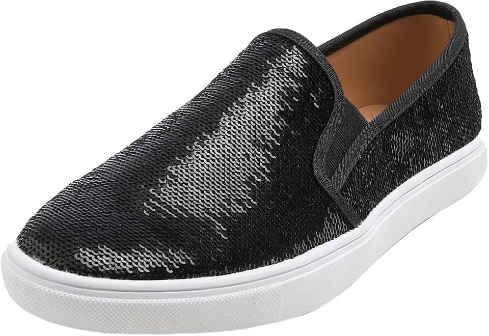 FEVERSOLE Women's Fashion Sparkle Sequin Embellished Sneaker Party Holiday Casual Shoes