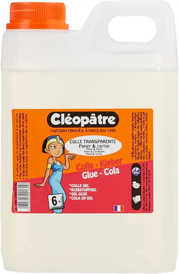 Cléopatre - Transparenter Kleber - Nachfüllpackung - Einfache, präzise und gleichmäßige Anwendung - Lösungsmittelfrei, Reinigung mit Wasser - Ab 6 Jahren - 2KG