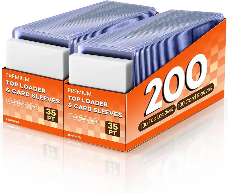 2 Pack of 200 Card Sleeves Top Loaders, 3" x 4" Hard Plastic Toploaders