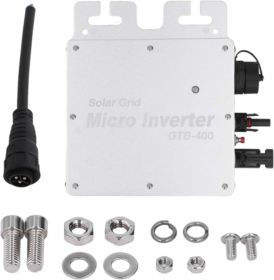 Pilipane Solar-Wechselrichter-Controller,Solar Micro Inverter, 400 W MPPT wasserdichte WiFi-APP-Steuerung Solar Grid Tie Micro Inverter Auto Identification 120 230 V, 80-160 V AC 180-260 V AC(Silber)