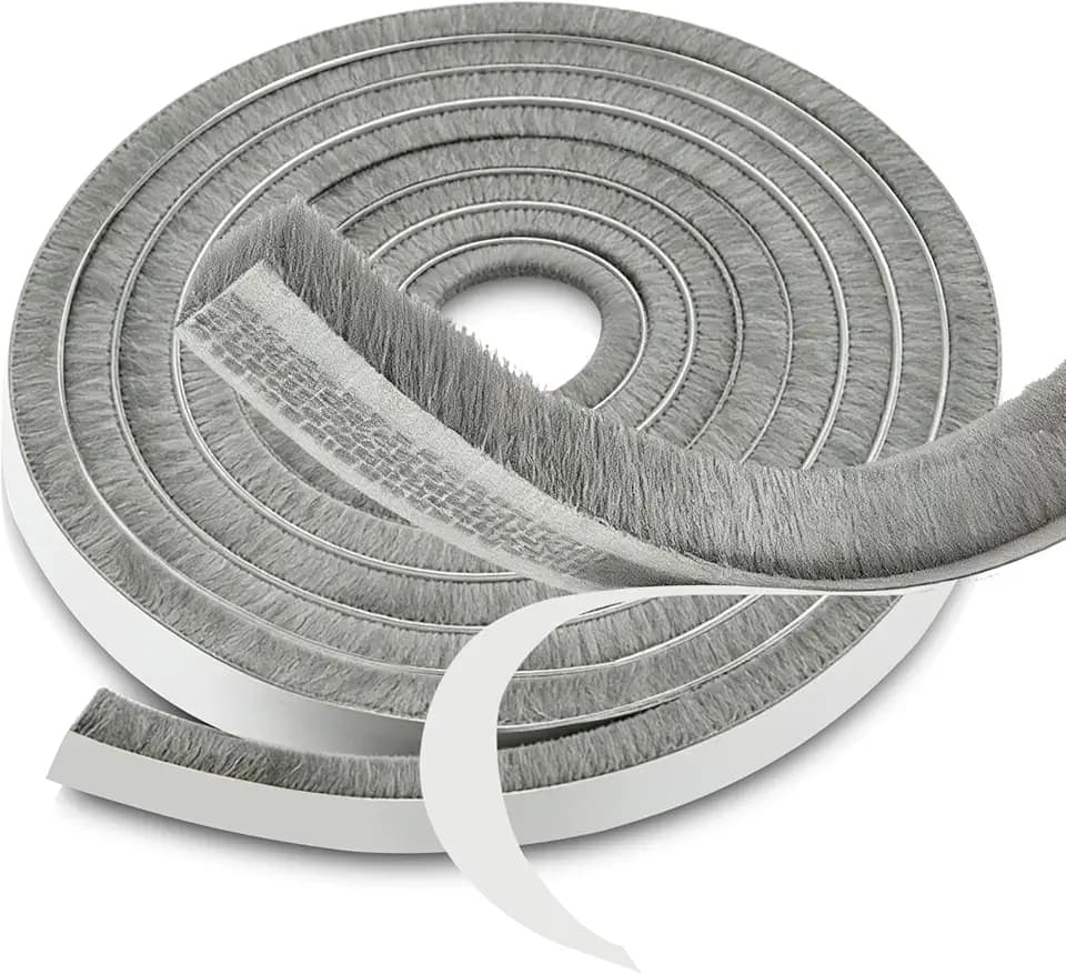 9 M Bürstendichtung Selbstklebend, Dichtungsbürste Selbstklebend Türbürstendichtung 9 mm(B) x9 mm(D) Türdichtung Grau Bürstendichtung Rolladen für Fenster Türen Kleiderschränk Schiebetüren