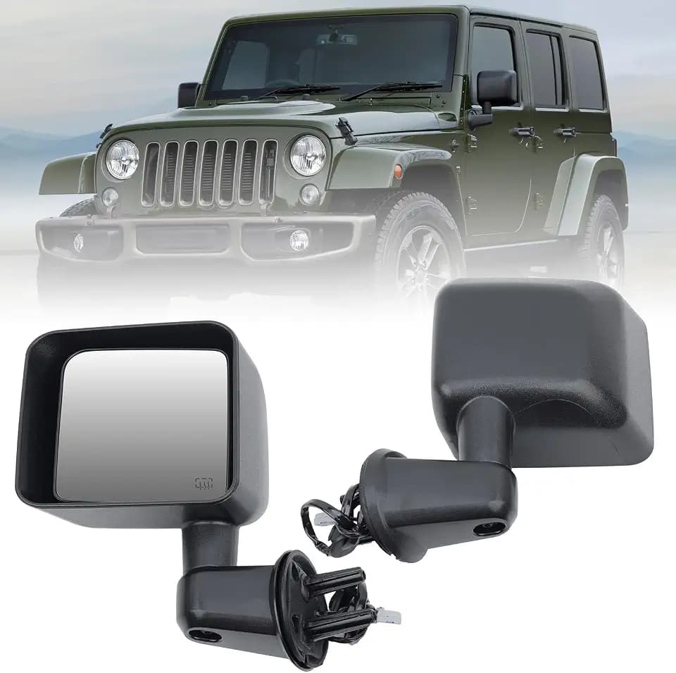 Left Driver Side Mirror Compatible with Jeep Wrangler JK 2011 2012 2013 Power Heated Manual Folding Mirrors Replacement 5 Pins