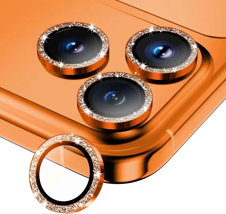 Camera Lens Protector for iPhone 17 Pro Max/17 Pro- Glitter Orange