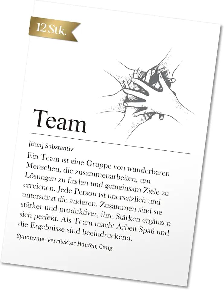 BIROYAL 12er Set Team Karte A6, Abschiedskarte Kollegen - Team Geschenk, Kleine Geschenke für Kollegen, Dankeschön, Karte Abschied Kollegin (ohne Umschläge)