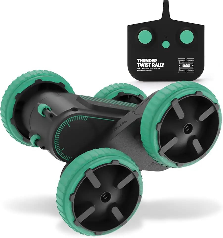 Sharper Image® Thunder Twist Rally - RC Stunt Car with Rechargeable Battery, High-Speed 360° Stunts, Double-Sided Driving, 2.4 GHz Remote Control, LED Lights, Flips & Spins Rotating Car Kids Toy Gift