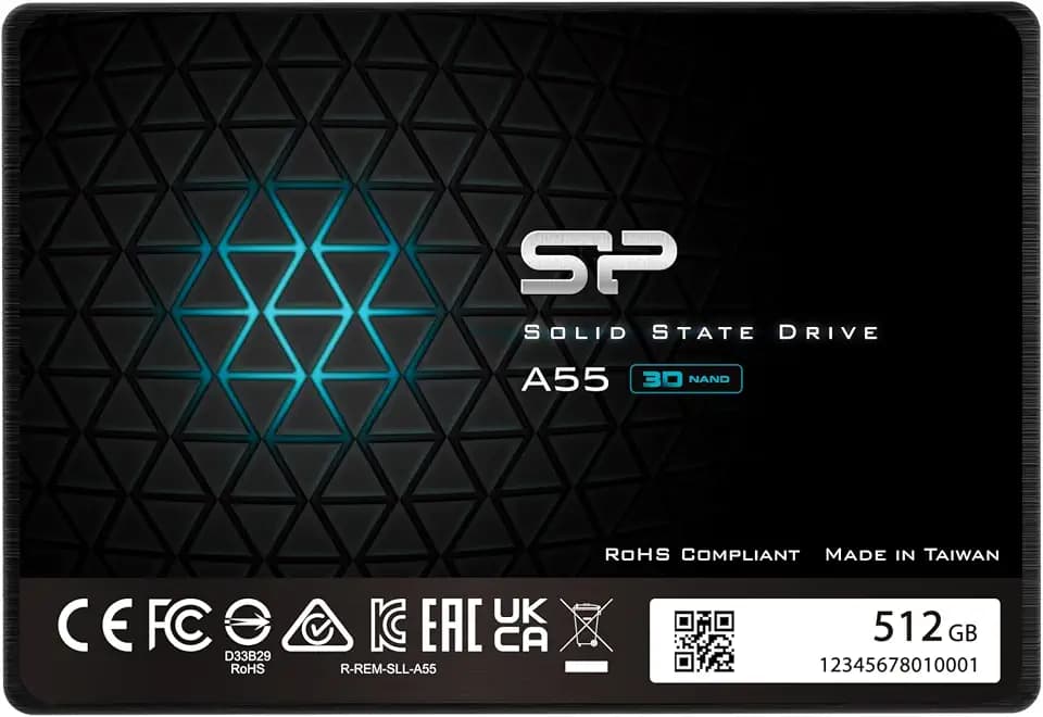Silicon Power 512GB SSD 3D NAND A55 SLC Cache Performance Boost SATA III 2.5" 7mm (0.28") SSD Internal Solid State Drive (SU512GBSS3A55S25EC)