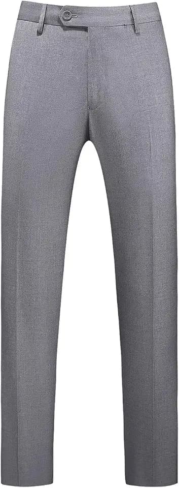 MOGU Mens Dress Pants, Front Flat Fit Casual Pants