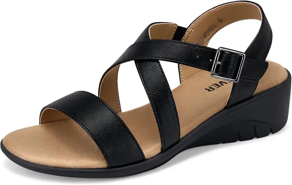 SHIBEVER Wedge Sandals for Women Dressy: Comfortable Low Heel Sandals