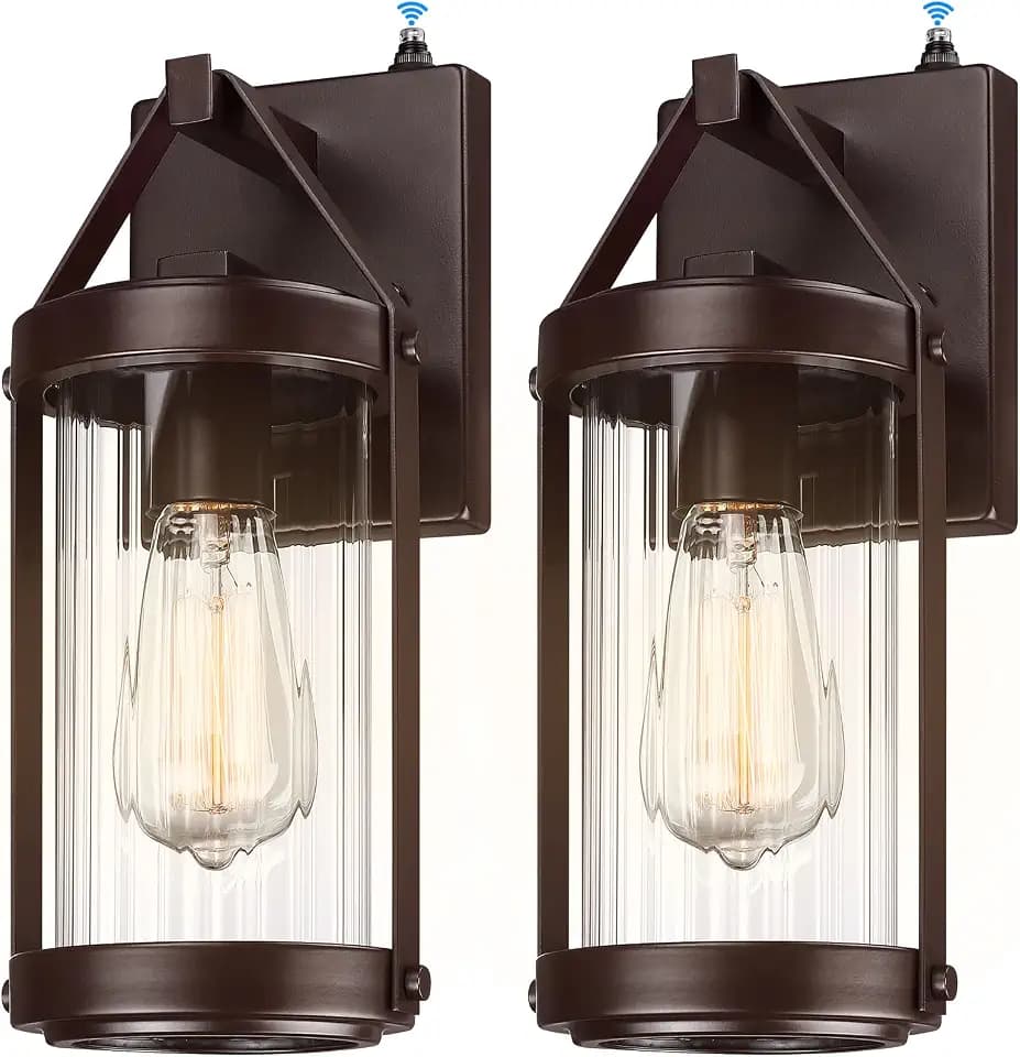 LONEDRUID 2 Pack Dusk to Dawn Sensor Brown Outdoor Wall Sconce Lightings