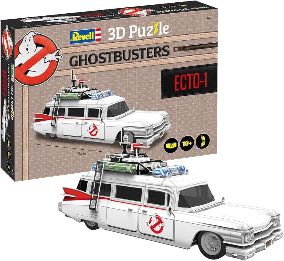Revell 3D Puzzle Ghostbusters Ecto-1 I Offiziell Lizenziert | Authentischer Cadillac Miller-Meteor | Herausfordernd mit 120 Teilen | Ideal für Fans und Sammler | Perfekte Geschenkidee | Ab 10 Jahren