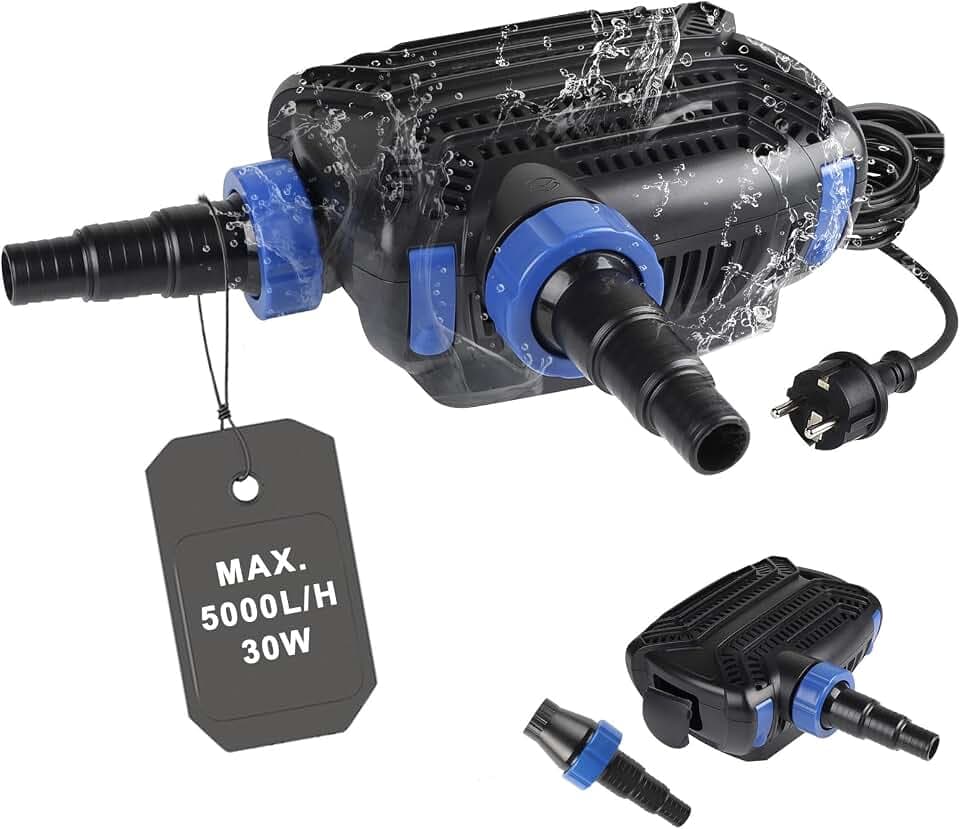 EXLECO Eco Teichpumpe Filterpumpe 30W 5000L/H Teichfilter Bachlaufpumpe