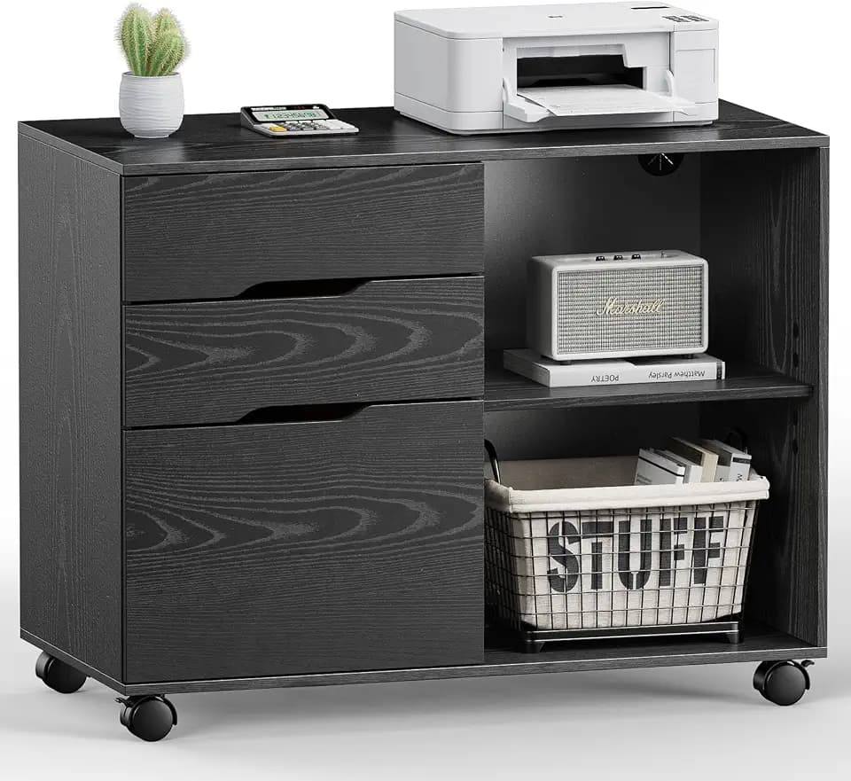 DUMOS File Cabinet with 3 Drawers, Wood Under Desk Storage Printer Stand