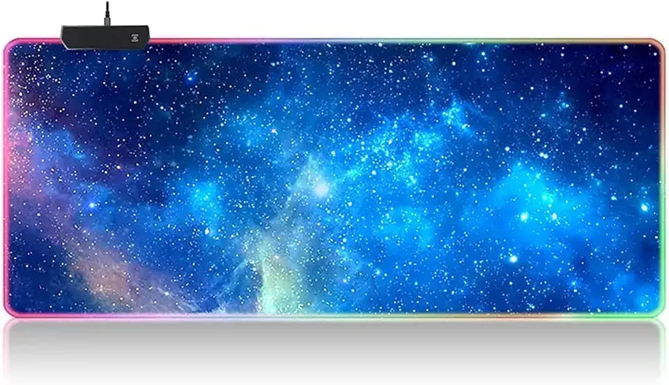 RGB-Mauspad XXL – Gaming-Mauspad 900 x 400 – LED 7 Farben – 4 Lichteffekte – verstellbar rutschfest waschbar – für PC Desktop und Laptop Stars C04