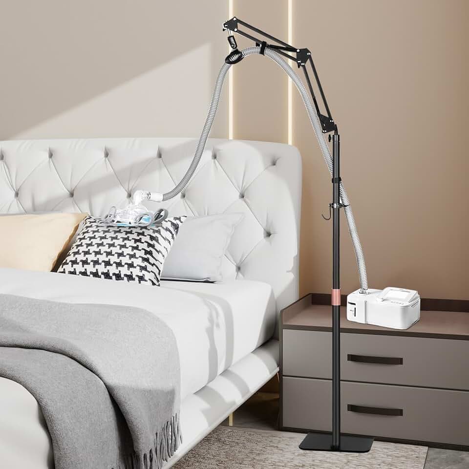 CPAP Schlauchhalter Aufhänger für Bett mit einstellbarer Höhe und Winkel, CPAP Schlauchhalter Stand verhindern Schlauch lose Tangle Luftleckage Robust und Langlebig