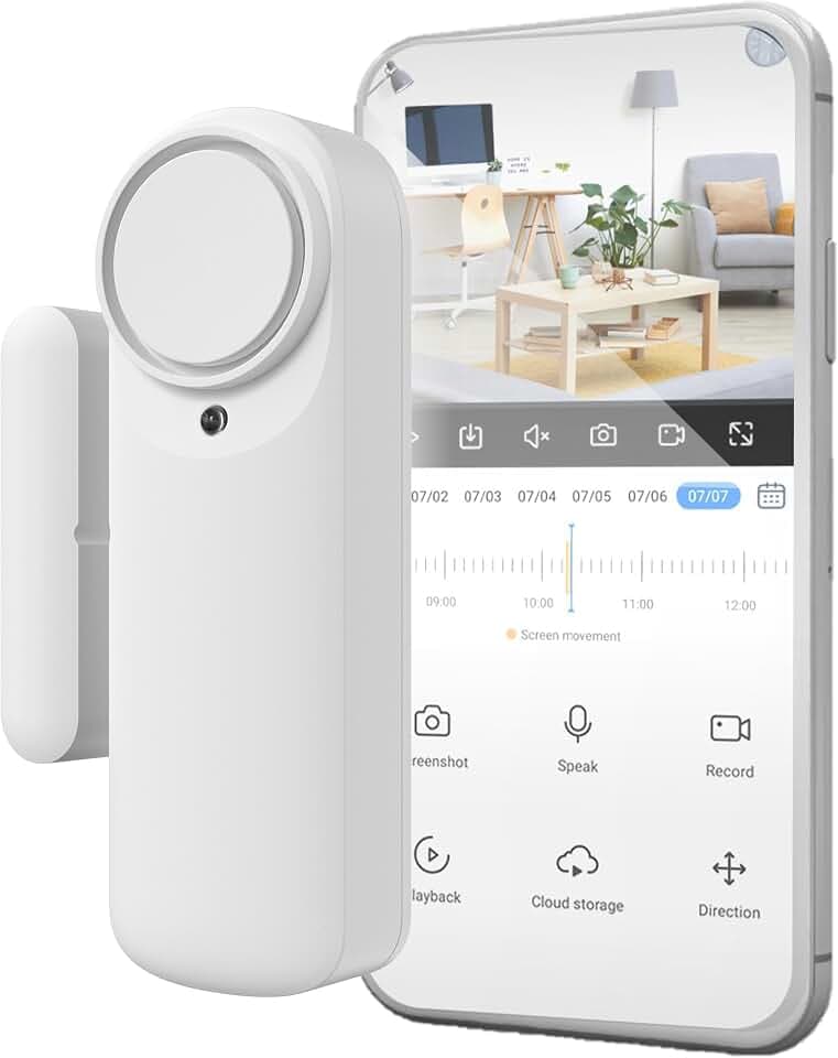Nivian Intelligenter WLAN-Türalarm, magnetischer Türsensor, kabellos mit mobiler App, Echtzeit-Benachrichtigungen, manuelle Taste, Sirene 100 dB (Einheit)
