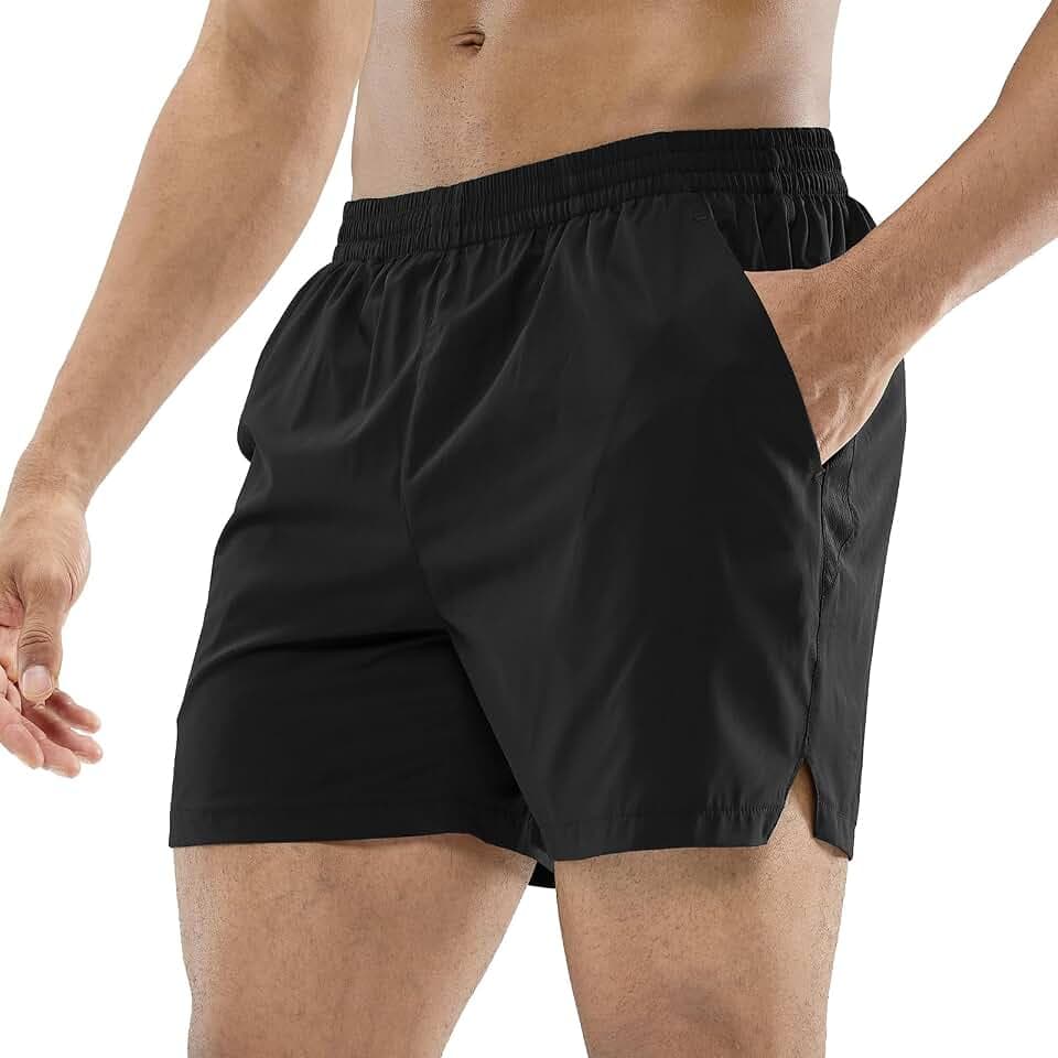MIER Herren Laufen Gym 5 Zoll Shorts Schnelltrockene Outdoor Sports Workout Sommer Shorts mit Taschen, leichte atmungsaktive