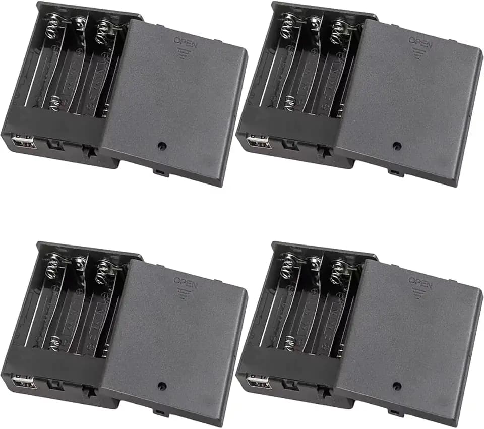 (4 PCS) 4AA Portable USB Battery Pack for 4-6V LED Neon Signs – Battery Operated Power Supply Converter for Plug-in LED Lights, Ideal for Indoor & Outdoor Use (Black)