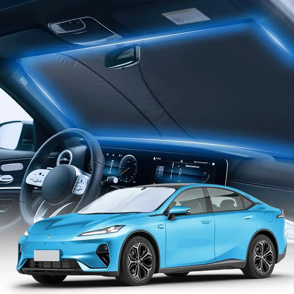 [2026 Upgrade] FLORICH Windshield Sun Shade, UPF80+ Sunshade for Car Windshield Blocks Heat & UV Rays, Car Sun Shade Umbrella Protect Interior from UV Keep Car Cooler Foldable M 59”x33”