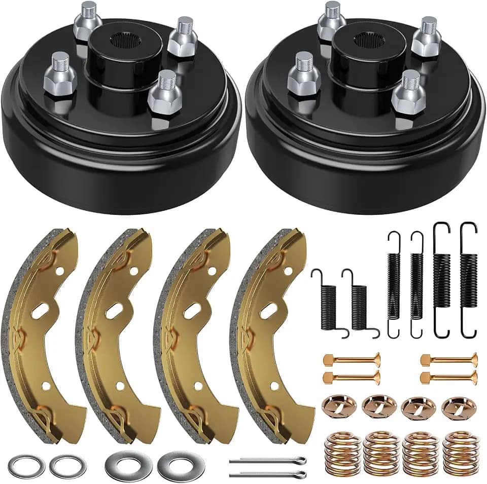 EZGO Brake Drum Kit for TXT 1996-Up Electric Vehicles，Golf Cart Brake Hub Drum Repair Kit Includes EZGO TXT Brake Drum/Hubs&Brake Shoes&Brake Spring Kit, OEM Replace#19186G1, 70794G01, 70795G01