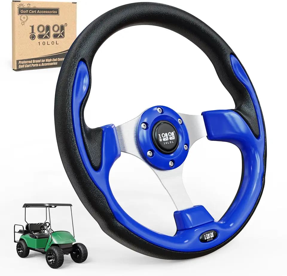 10L0L Golf Cart Steering Wheel, 13' Universal Fit for EZGO TXT/RXV, Club Car DS/Precedent, Yamaha G2-G29- Klein Blue
