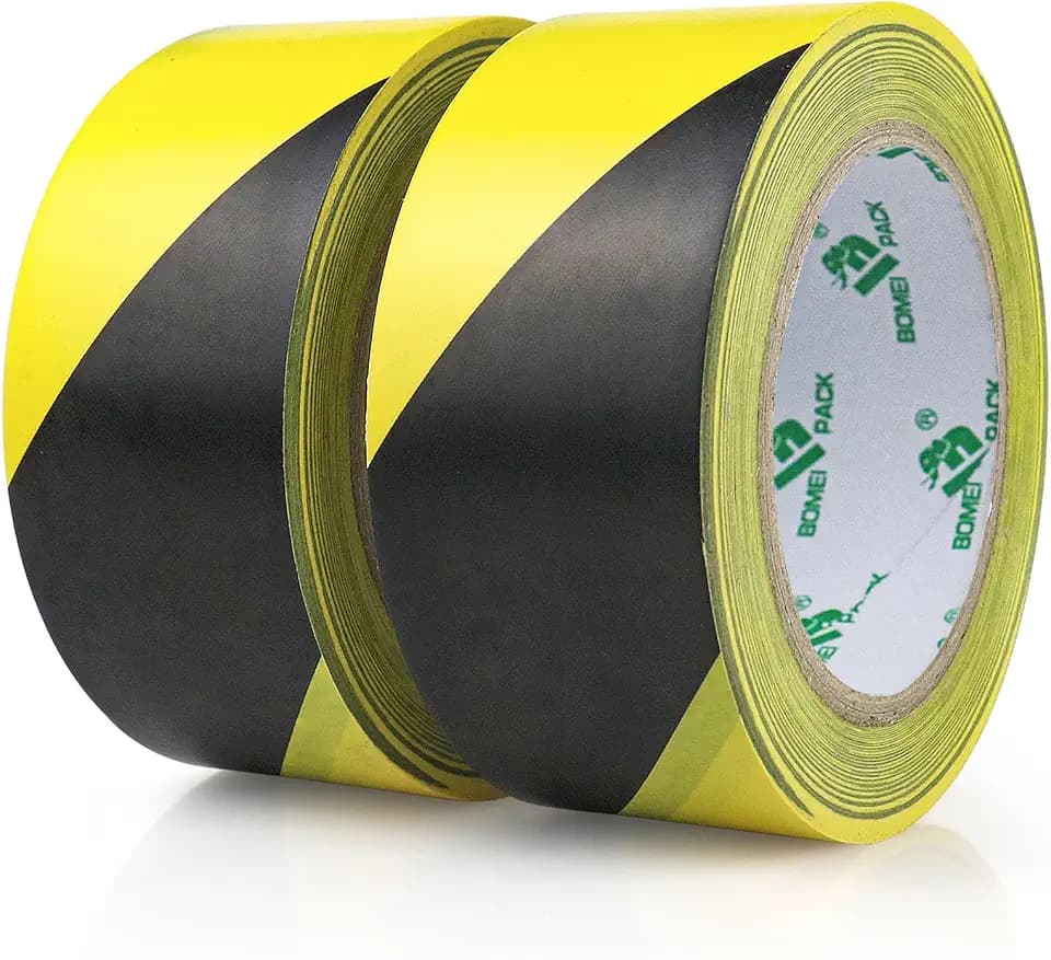 BOMEI PACK 2 Rollen 50mmx33m Selbstklebend Warnband Sicherheitsmarkierung Absperrband,Boden Markierungsband Gelb und Schwarz zur Markierung gefährlicher Bereiche