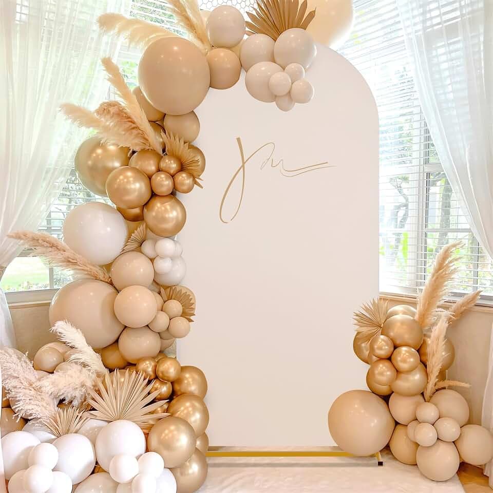 Beige Spandex Arch Cover 6FT Photo Arch Backdrop Cover