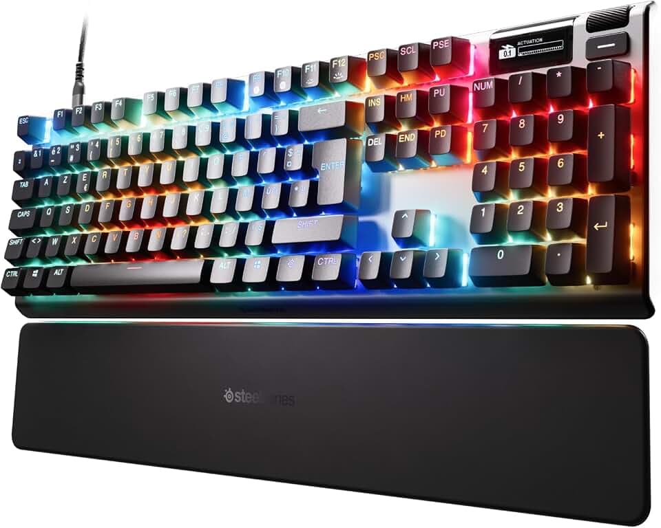 SteelSeries Apex Pro Gen 3 - Gaming Keyboard - Hall Effect Switches; OmniPoint 3.0 - Adjustable Actuation - Game-Ready Presets - Rapid Trigger, Protection Mode, Rapid Tap/SOCD - French AZERTY
