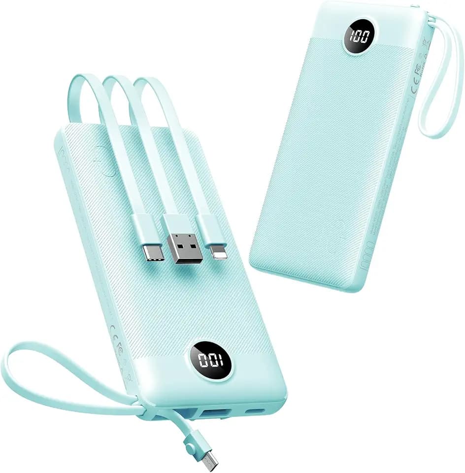 VEEKTOMX 10000mAh Portable Charger with Built-in Cables