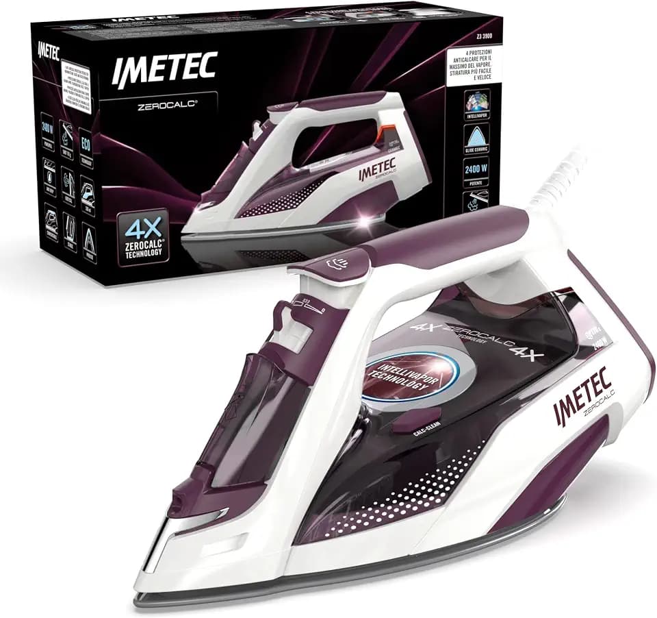 Imetec ZeroCalc Z3 3900 Dampfbügeleisen, Anticalcare-Technologie, Intellivapor-Technologie, 2400 W, Dampfstoß, 170 g