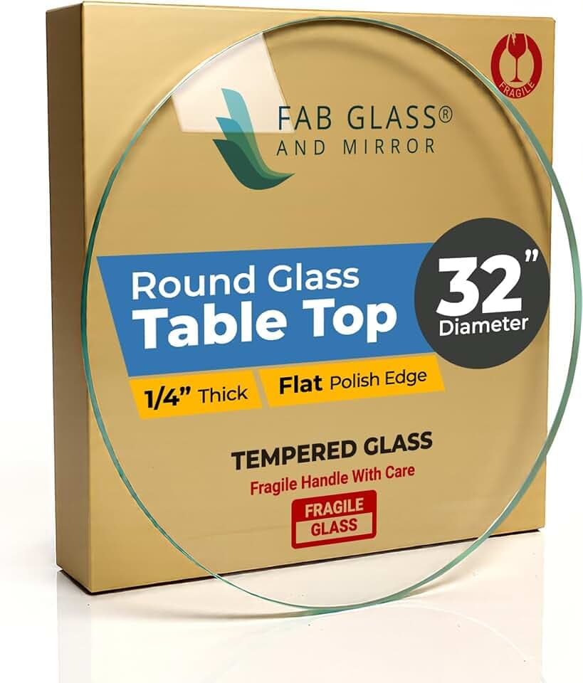 32 Inch Round Clear Tempered Glass Table Top with 1/4" Thick Polished Edges for Dining, Coffee Table, or Office Use by Fab Glass and Mirror