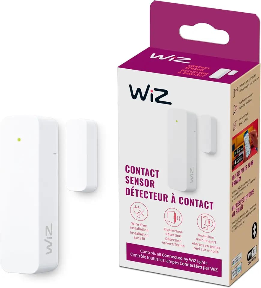 WiZ Connected Contact Sensor 1-Pack - Home Monitoring, Home Automation, Real-Time Alerts, Light Alarms, Easy Setup