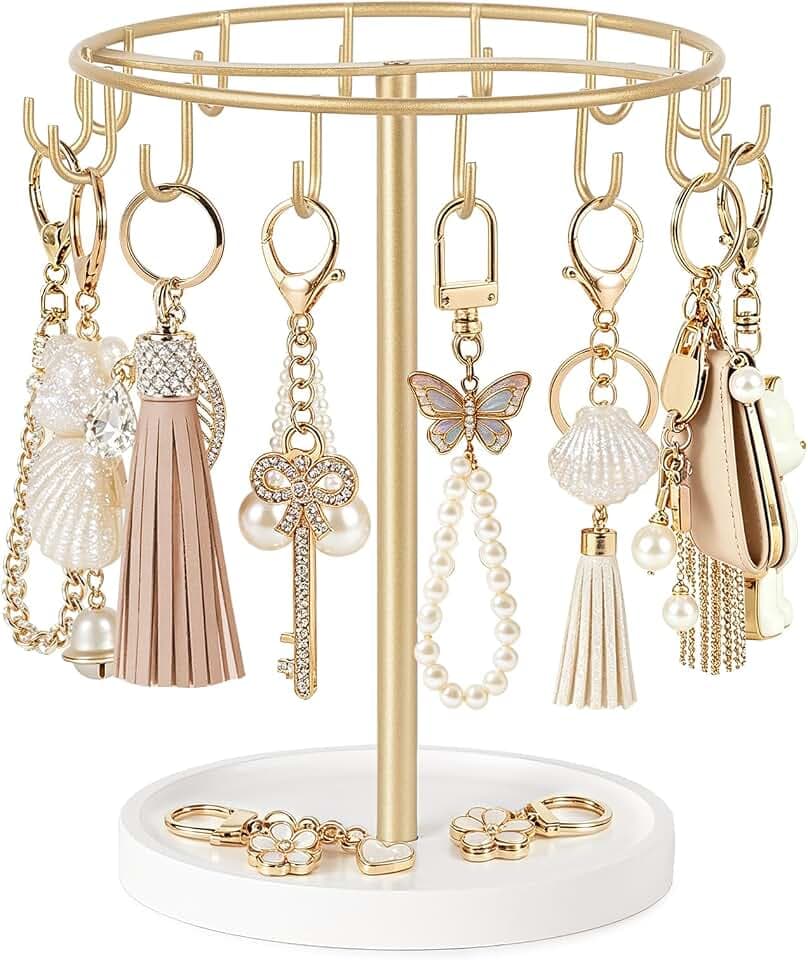 Mkono Keychain Display Stand, 14 Hooks Bag Charms Organizer Bracelet Holder