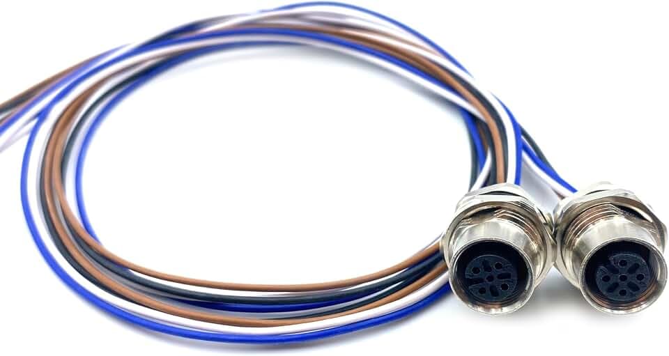 2Pcs 1.64ft M12 4 Pin A Code Female Connector Cable, IP67 Waterproof Front Mount Cable UnShielded Straight Aviation Socket Electrical Wire Sensor Receptacle 250V 4A (0.5Meter)