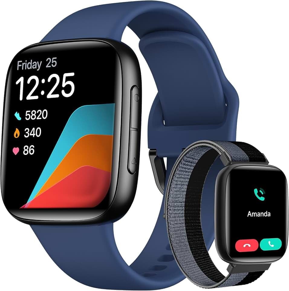 Smartwatch Herren Danem, 1.85″ AMOLED-Display Smart Watch mit Telefonfunktion/KI-Aassistent, Fitnessuhr Schlafmonitor, 200+ Sportmodi IP68 Wasserdicht Uhr Herren Kompatibel für iOS/Samsung/Android