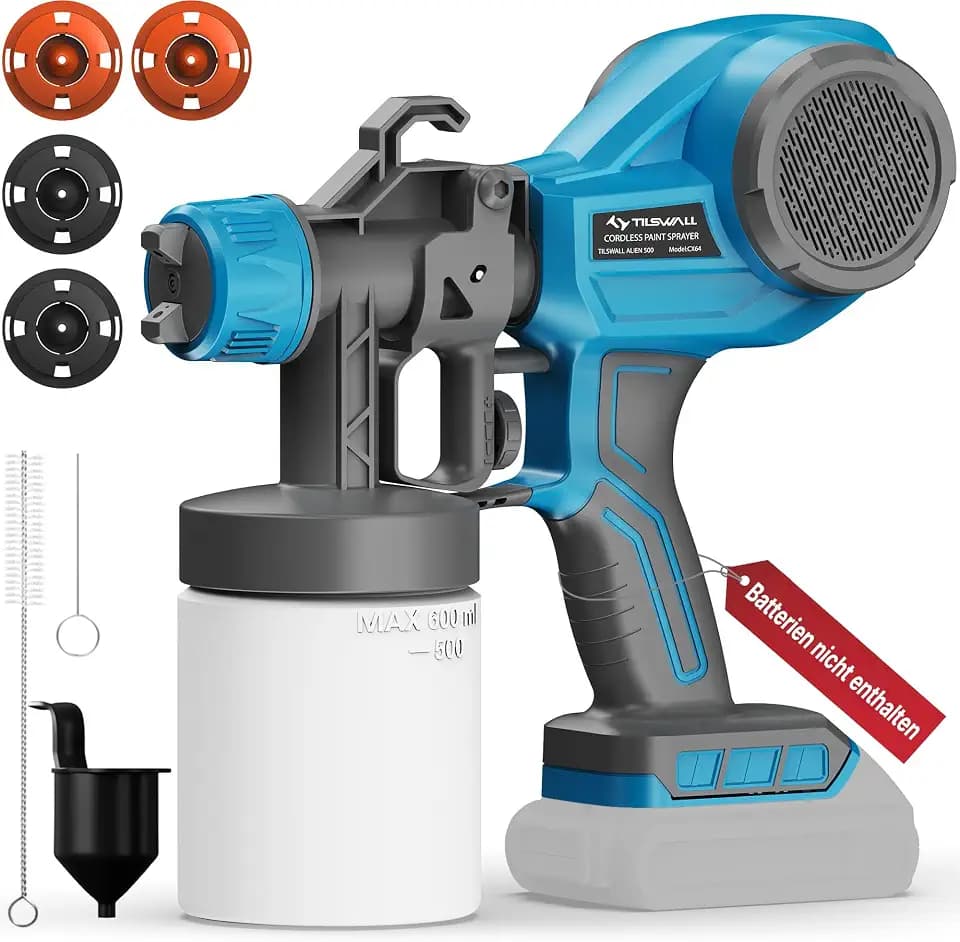 Tilswall Akku Farbsprühsystem Alien500, für Makita 18V (ohne Akku), 600ML