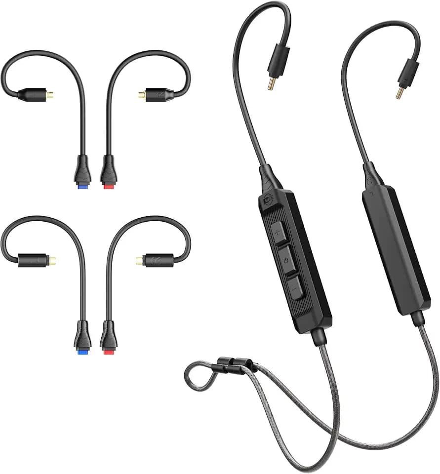 MEE audio BT3 Bluetooth Wireless Adapter Cable for in-Ear Monitors - Includes MMCX, 2-pin (0.78mm) & DC connectors for Wide IEM Compatibility; Bluetooth 5.4, aptX HD, aptX Adaptive, LDAC, Auracast