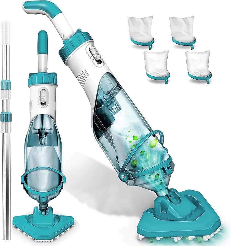 Cordless Pool Vacuum for Above Ground Pool, 19 GPM Handheld Spa Hot Tub Vacuum Cleaner with 60" Extendable Pole, 60 Min Running Time, Ideal for Sand Underwater and Cleaning Debris