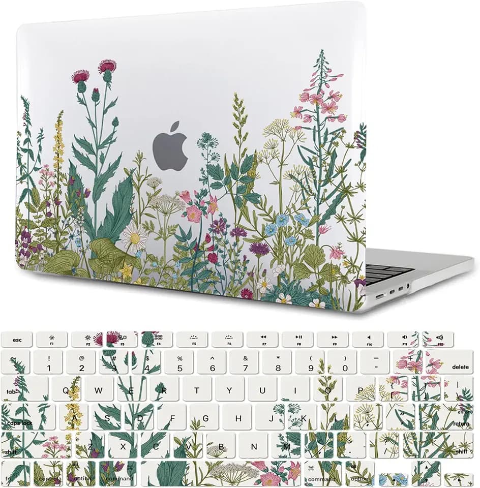 Compatible with MacBook 12 Inch Case Cover A1534 2015 2016 2017 2018 Released with Retina Display, Hard Plastic Protective Case and Keyboard Skin Bundle for MacBook Retina 12", Plants