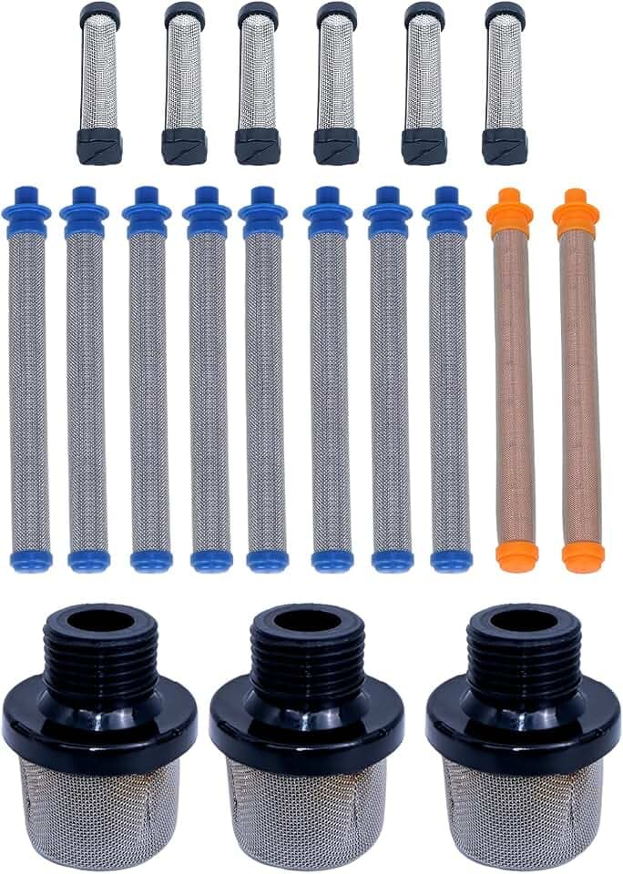 (3+8+2+6) Pack Airless Paint Sprayer Filter Kit – Compatible with Graco Magnum ProX17 & ProX19, Fits SG2 SG3 Spray Guns, Includes 288716 Pump Strainer, 288747 40 Mesh, 288749 60 Mesh, 288750 100 Mesh