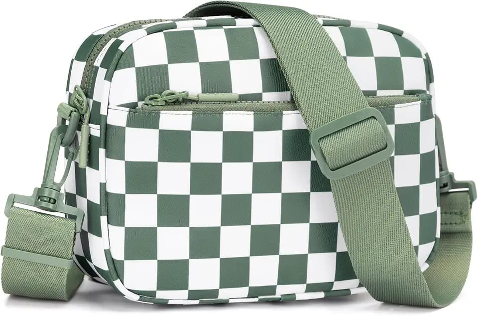 Small Checkered Crossbody Bag for Women Cute Purses Trendy Shoulder Handbags Wide Strap