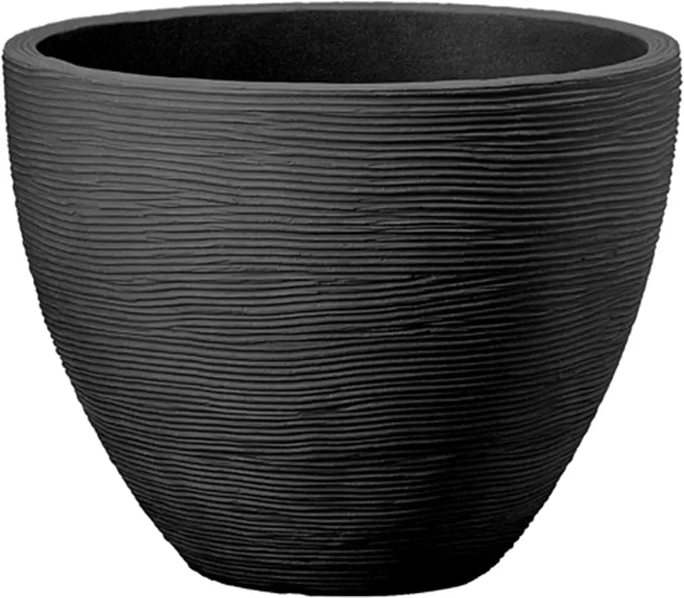 Dehner Pflanztopf Vino, Ø 40 cm, Höhe 31 cm, Kunststoff, anthrazit