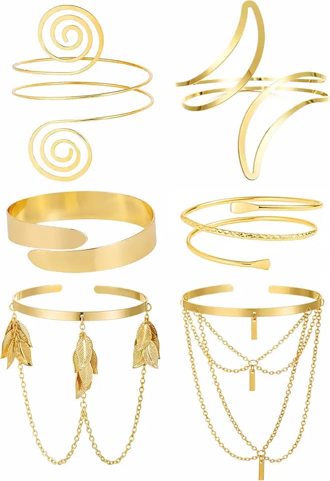 BOMAIL 6 Pcs Gold Arm Cuff Jewelry for Women