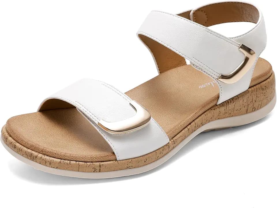 Littleplum Womens Sandals Arch Support Adjustable Comfy Flat Sandals for Women Summer Walking Shoes for Beach,Travel