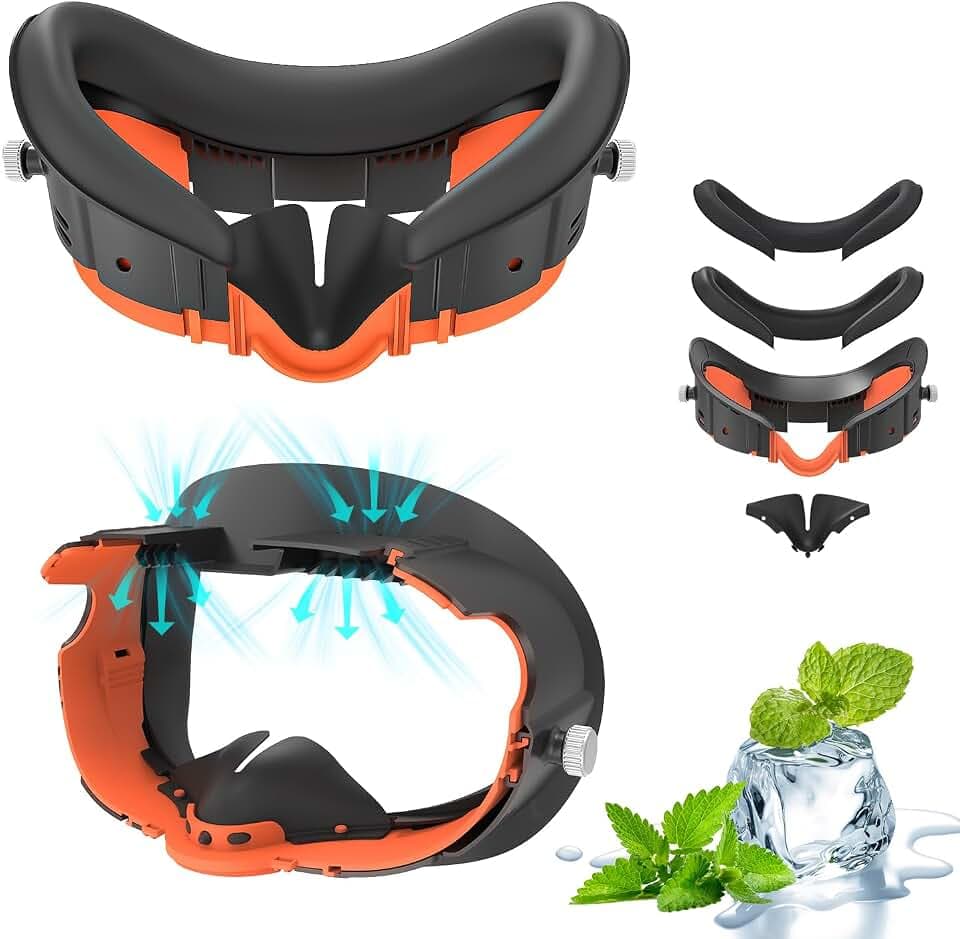 Face Cover Pad and Facial Interface Compatible with Meta Oculus Quest 3 Accessories, Replaceable Upgraded Sweat-Proof PU Leather Pad, Air-Circulation Design Face Cover Accessorie for Quest 3