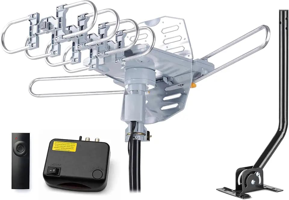 PBD Amplified Outdoor TV Antenna for Local Channels, 360° Remote Rotation