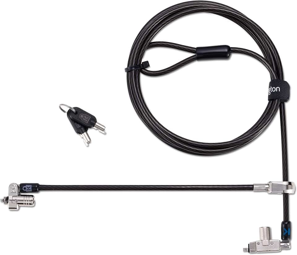 Kensington Slim N17 2.0 Laptop-Schloss mit zwei Schließköpfen, Schloss für ultra-flache Dell-Laptops plus Zubehör, 1,8 m Kabel aus Karbonstahl, Computer-Lock (K60508WW)